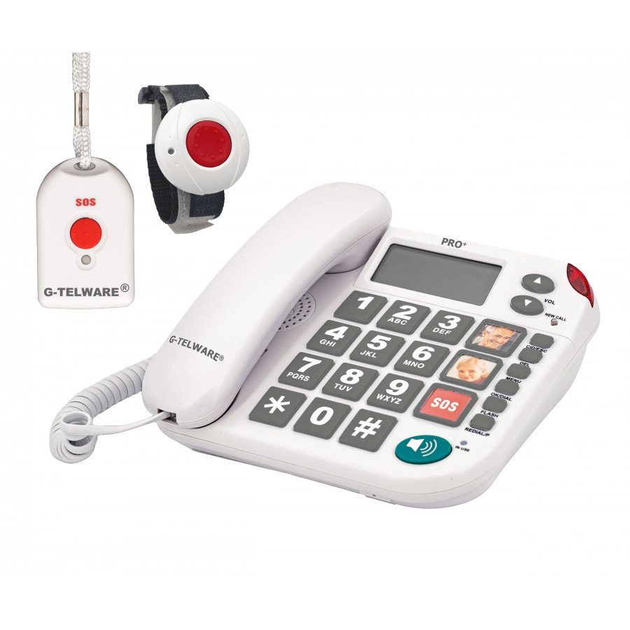 PRO+(G-TELWARE®)(pierwszy na świecie) technologia ciszy SOS telefon dla seniorów połączenie alarmowe 2025s/ SOSParam.einstellb.