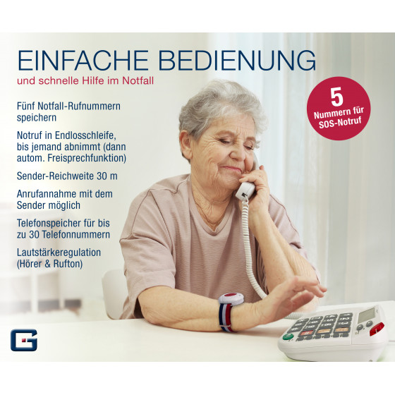 PRO+(G-TELWARE®)(pierwszy na świecie) technologia ciszy SOS telefon dla seniorów połączenie alarmowe 2025s/ SOSParam.einstellb.