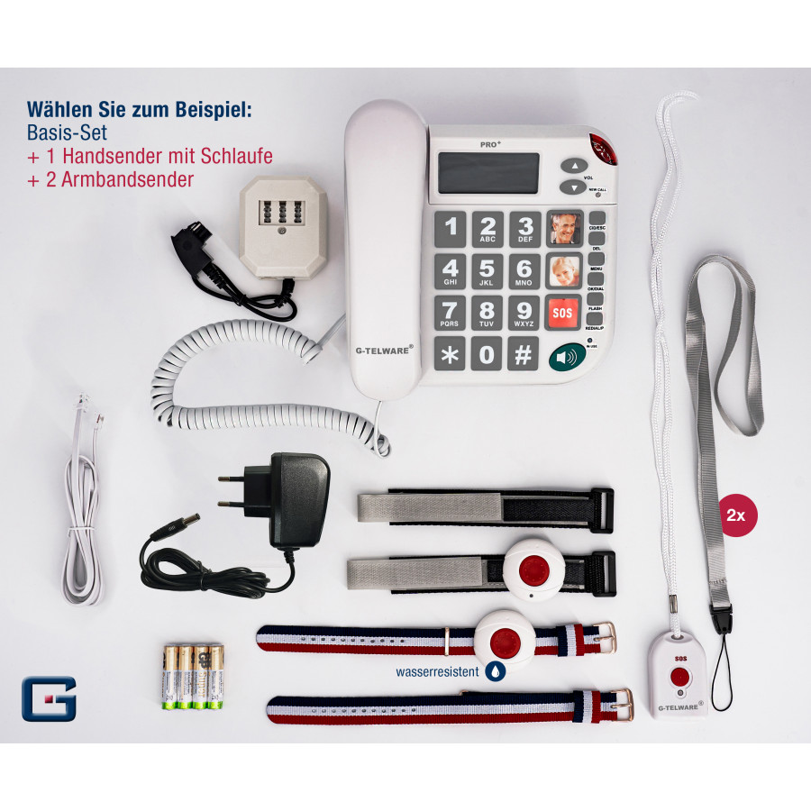 PRO+(G-TELWARE®)(pierwszy na świecie) technologia ciszy SOS telefon dla seniorów połączenie alarmowe 2025s/ SOSParam.einstellb.