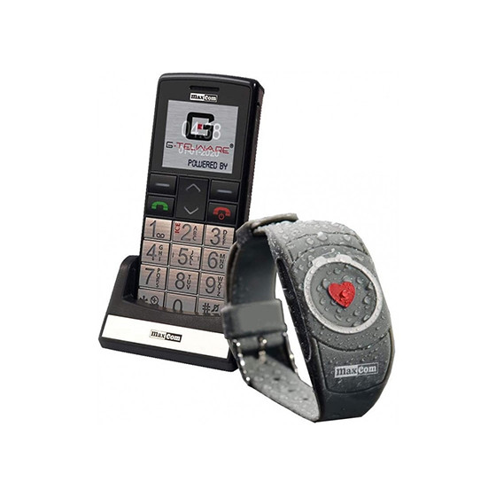 Telefon komórkowy dla seniorów z SOS ARMBAND MAXCOM MM715 (G-TELWARE®)!