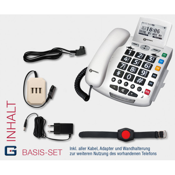 G-TELWARE® (ELDAT variant!) 2024 model senior citizens' telephone Senior citizens' emergency telephone with wireless SOS transmi