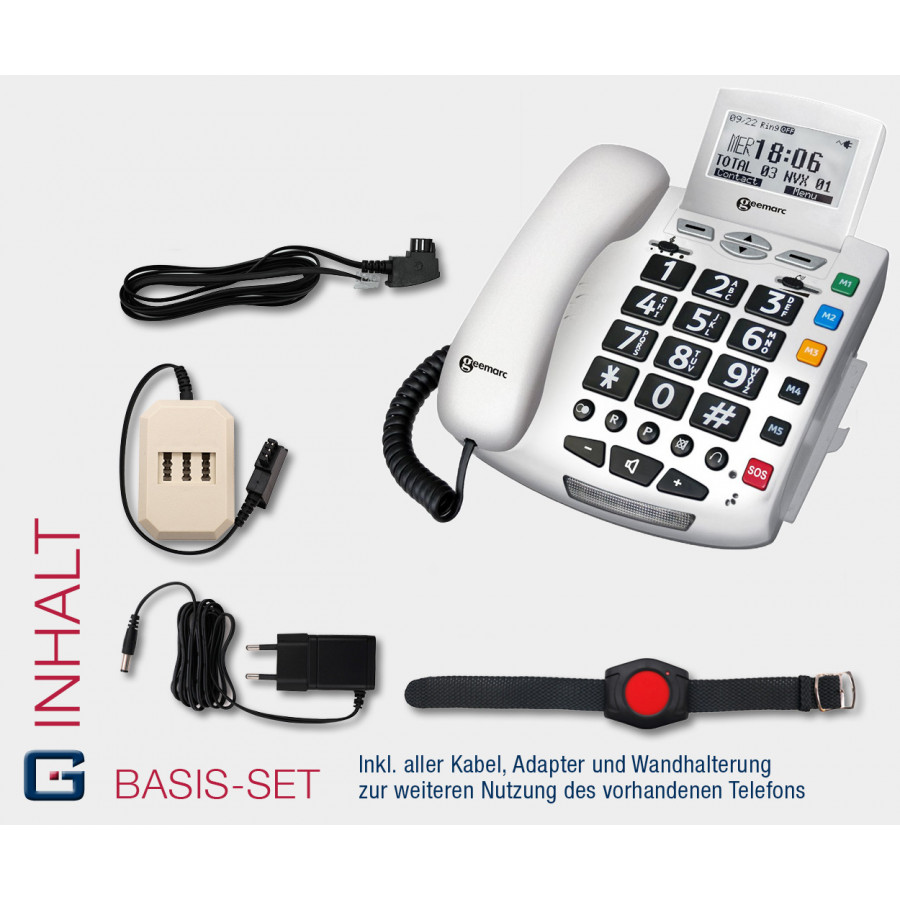 G-TELWARE® (ELDAT variant!) 2024 model senior citizens' telephone Senior citizens' emergency telephone with wireless SOS transmi