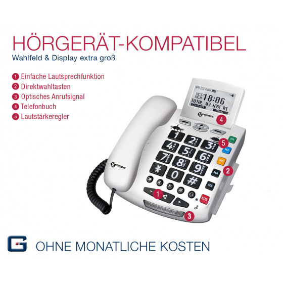 G-TELWARE® (ELDAT variant!) 2024 model senior citizens' telephone Senior citizens' emergency telephone with wireless SOS transmi