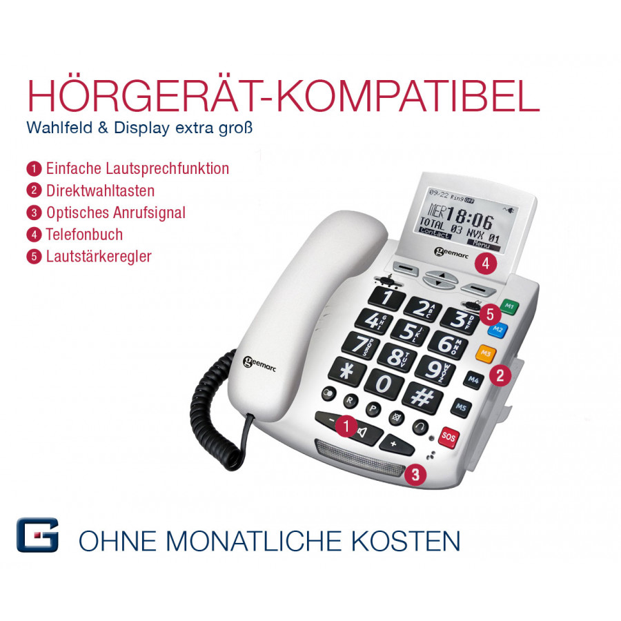G-TELWARE® (ELDAT variant!) 2024 model senior citizens' telephone Senior citizens' emergency telephone with wireless SOS transmi