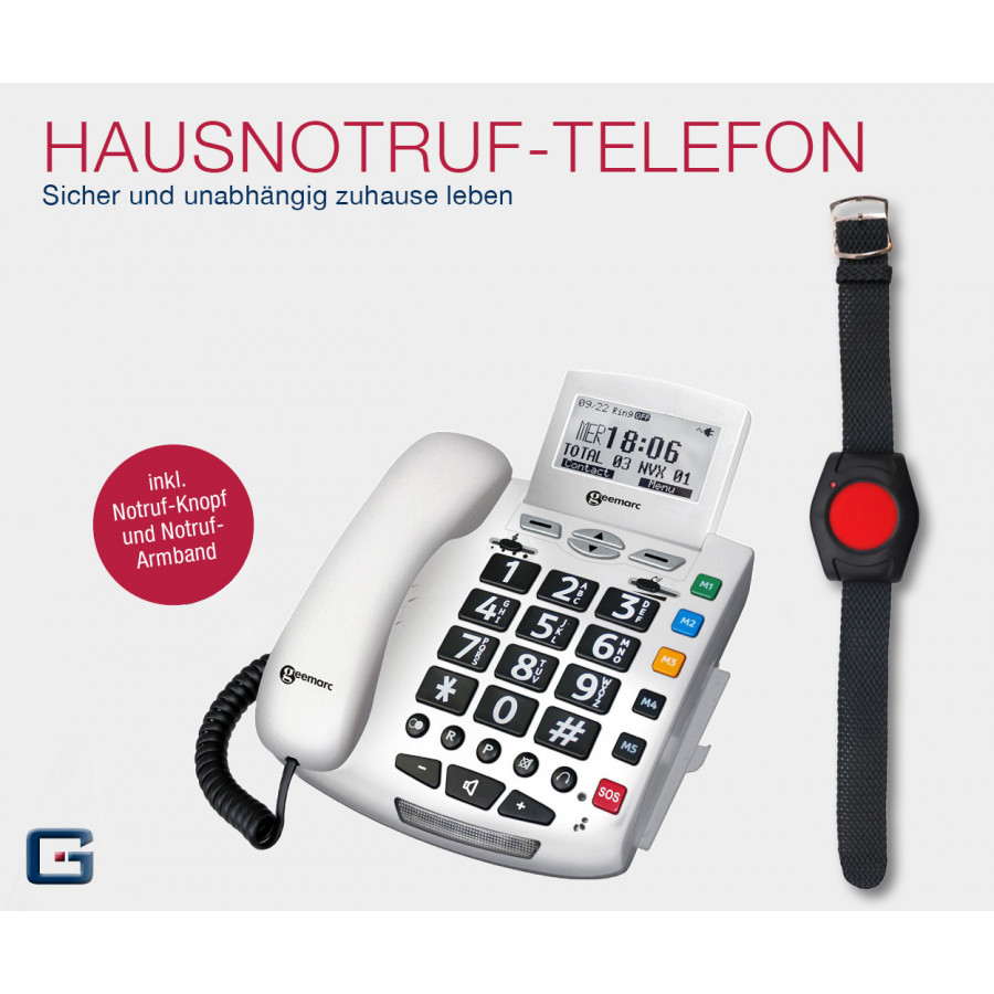 G-TELWARE® (ELDAT variant!) 2024 model senior citizens' telephone Senior citizens' emergency telephone with wireless SOS transmi