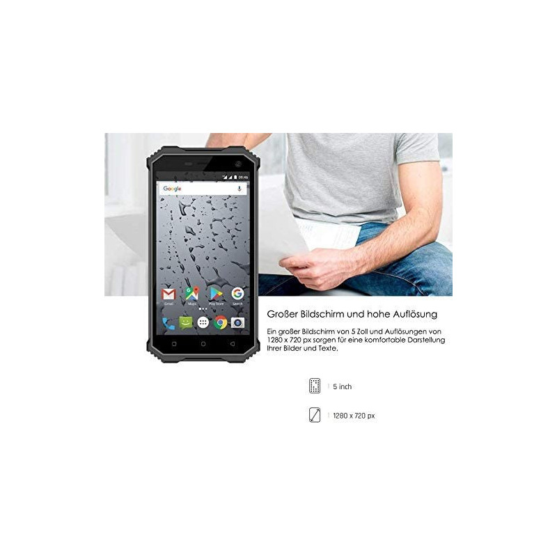 ¡²-DUAL SIM 4G/Android/Strong -Outdoor- Teléfono móvil resistente de G-TELWARE®! (Gris)