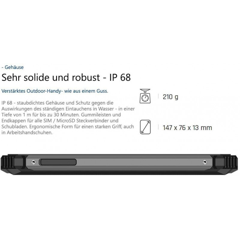 ¡²-DUAL SIM 4G/Android/Strong -Outdoor- Teléfono móvil resistente de G-TELWARE®! (Gris)