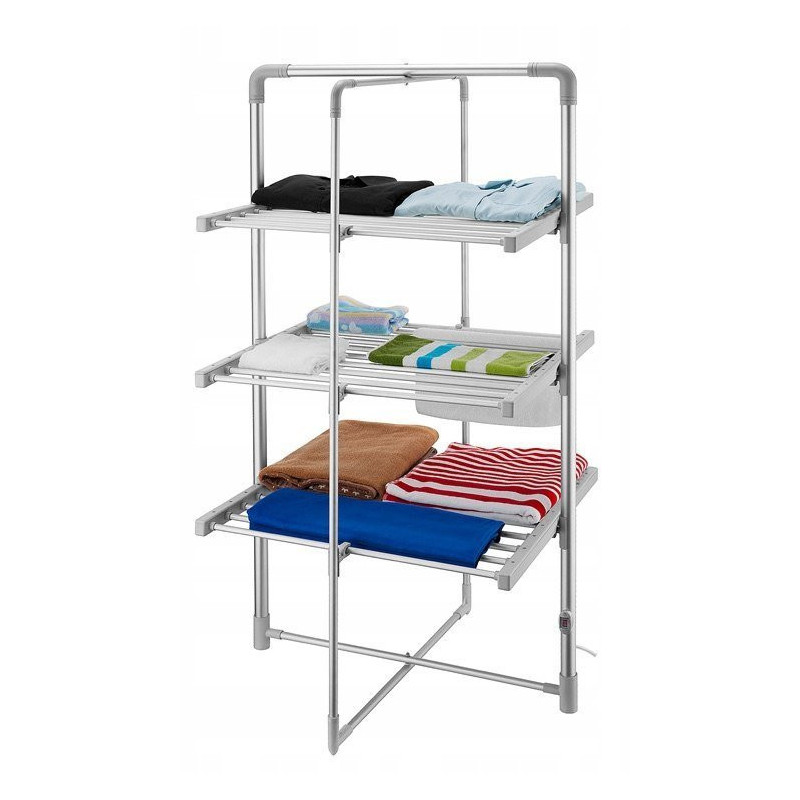 Séchoir à linge électrique 300W, Tour de séchage pliable, 3 niveaux, fonction de séchage, gain de place