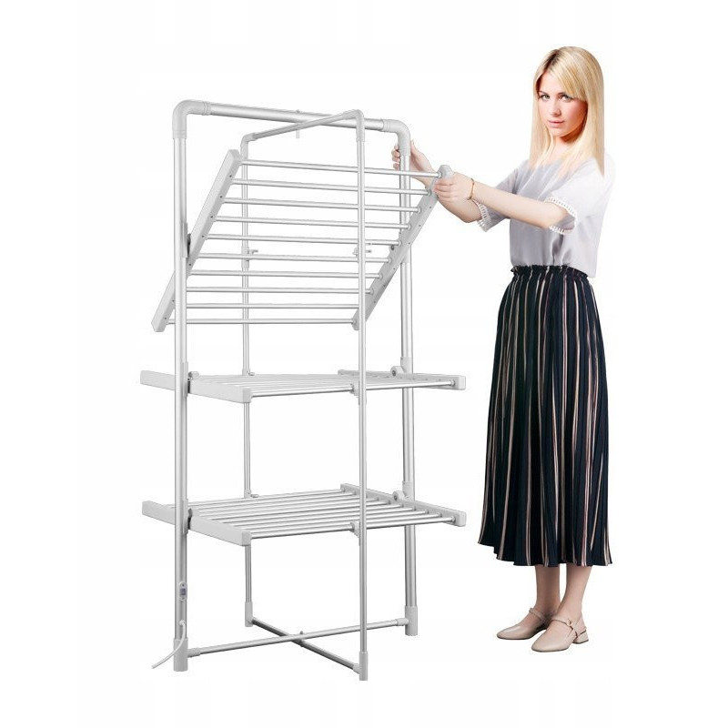 Séchoir à linge électrique 300W, Tour de séchage pliable, 3 niveaux, fonction de séchage, gain de place