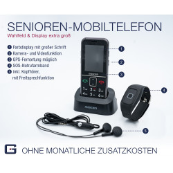 SENIOR HANDY GPS (Firmware 2021!)Pulsera de llamada de emergencia Accionada por teléfono móvil G-TELWARE®, con BANDA DE RADIO, M