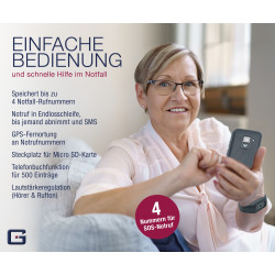 SENIOR HANDY GPS (Firmware 2021!)Pulsera de llamada de emergencia Accionada por teléfono móvil G-TELWARE®, con BANDA DE RADIO, M