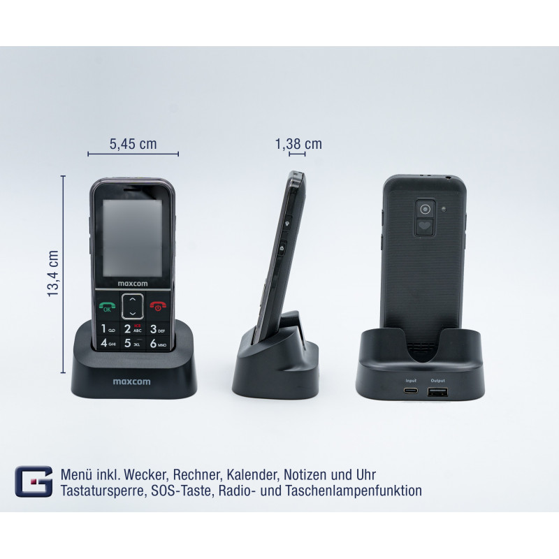 SENIOR HANDY GPS (Firmware 2021!)Emergency call bracelet Powered by G-TELWARE® cell phone, with RADIO BAND, GERMAN MENU