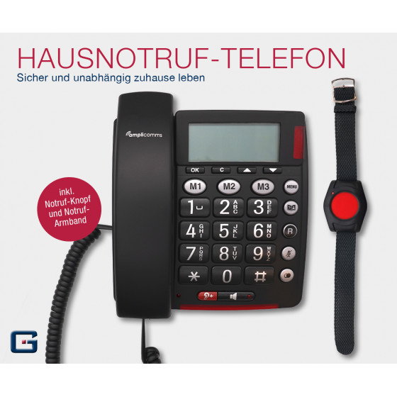 G-TELWARE® (ELDAT-Variante!) 2022/23er Modell Seniorentelefon Senioren-Notruf-Telefon mit Funk-SOS-Sender