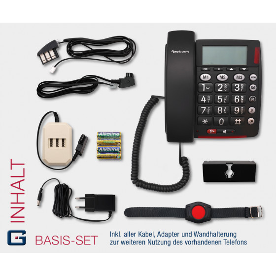 G-TELWARE® (ELDAT-Variante!) 2022/23er Modell Seniorentelefon Senioren-Notruf-Telefon mit Funk-SOS-Sender